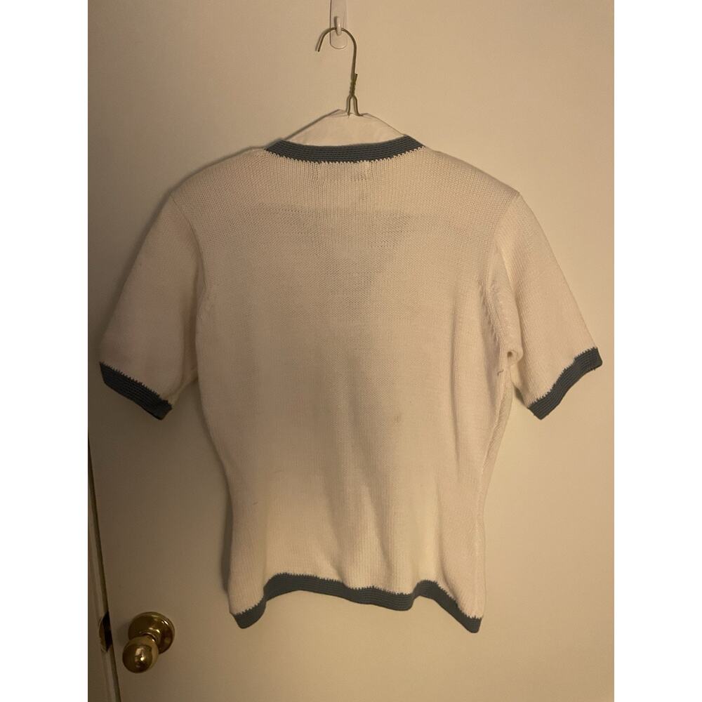 The Eagle’s Eye Spring Flower Sweater Short Sleeved Small 100% Cotton Button Up - Picture 2 of 9